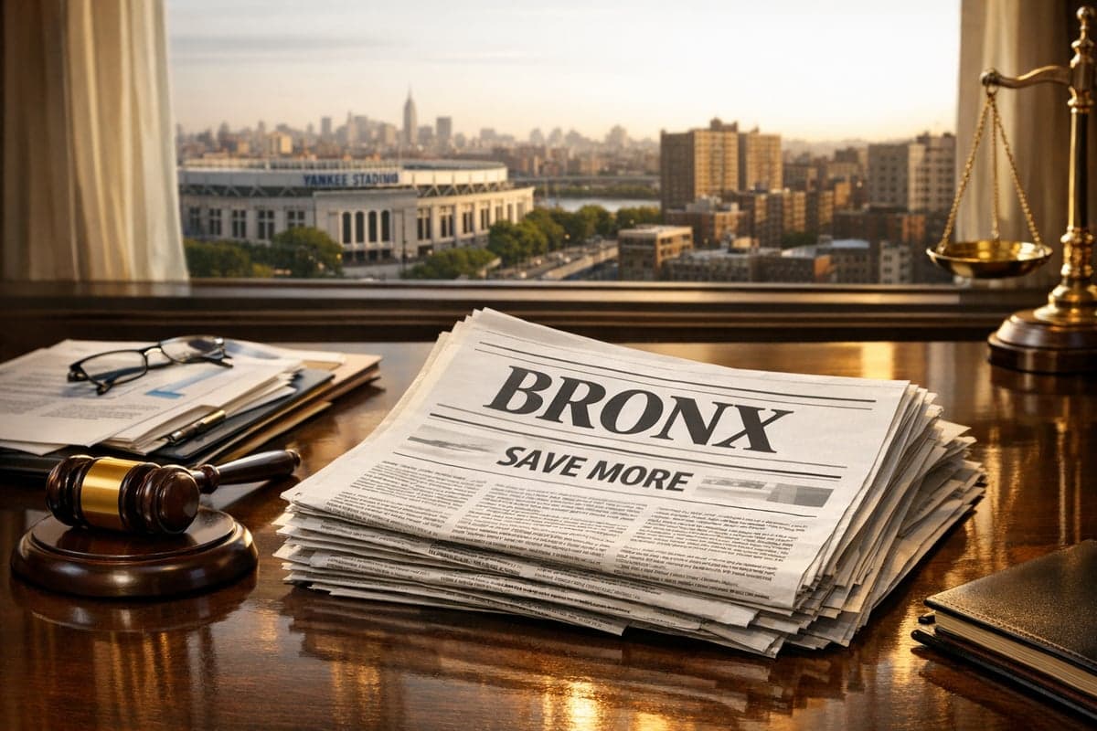 Desglose de costos de publicación de LLC en el Condado del Bronx mostrando periódicos designados y proceso del secretario