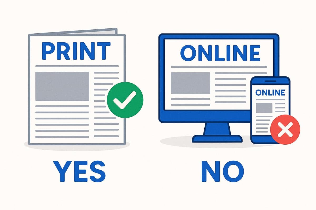 Print vs online newspaper requirements for NY LLC publication under Section 206