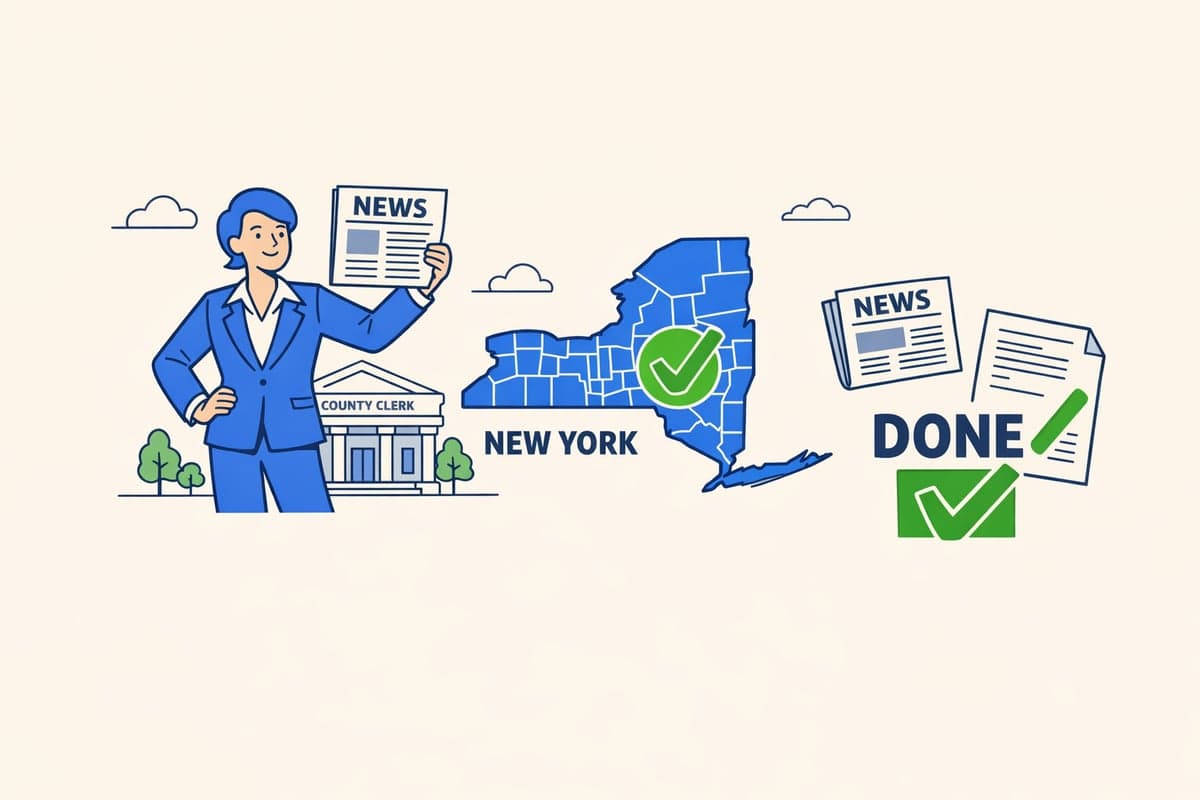 NY LLC publication: the statute requires designated newspapers from the county clerk, not necessarily the closest one