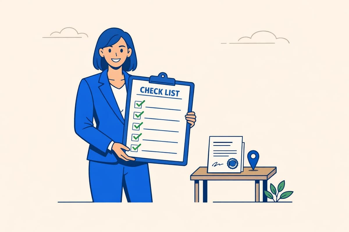 A paralegal holding a completed checklist next to a client's filed document
