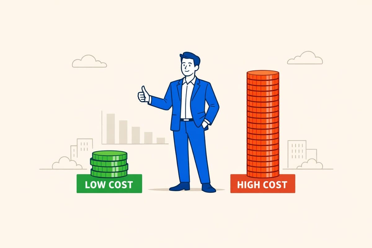 Comparación de costos por condado mostrando condados de bajo y alto costo para publicación de LLC en Nueva York