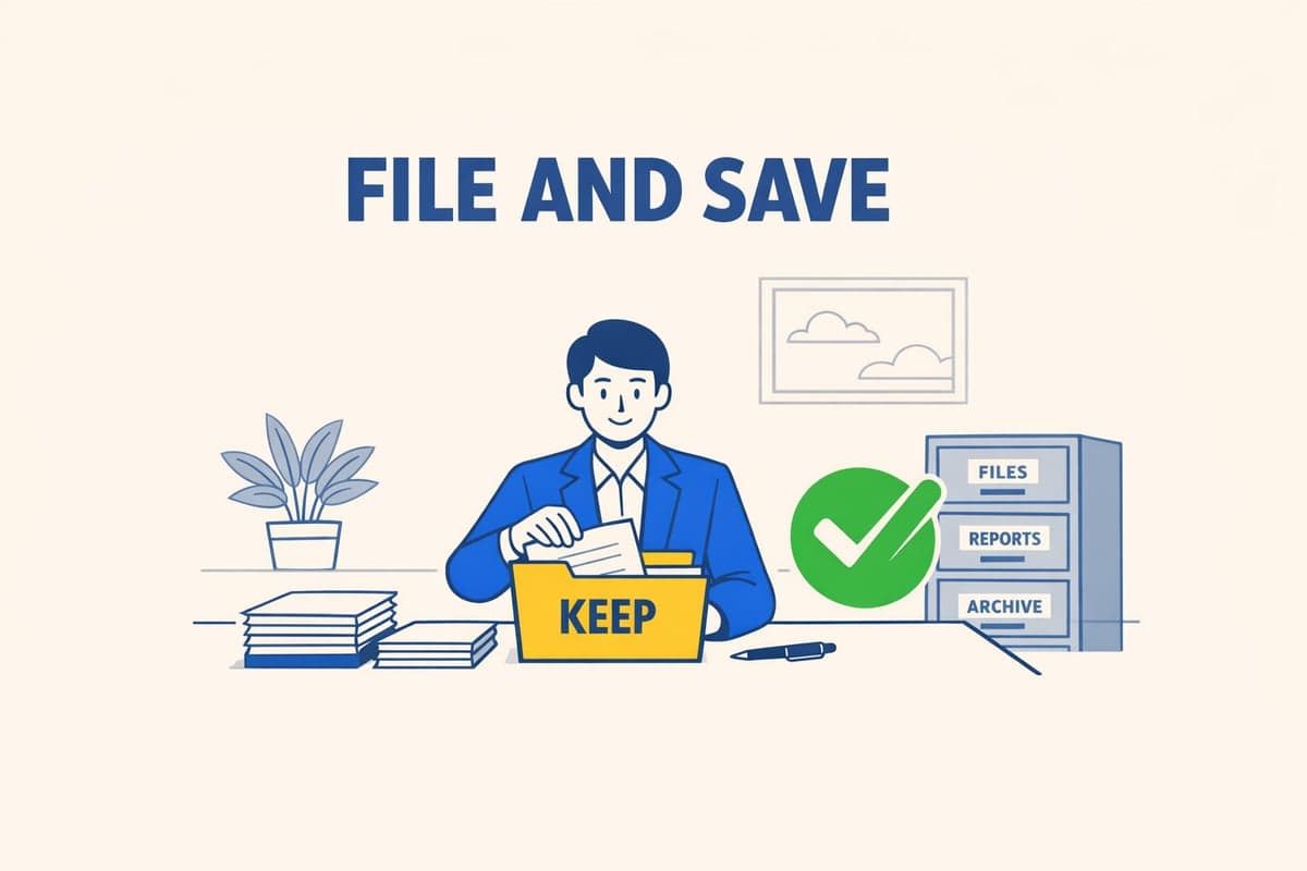 Propietario de LLC organizando registros fiscales incluyendo facturas de publicación y declaraciones juradas