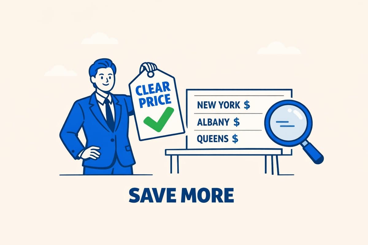 Comparación transparente de precios por condado para servicios de publicación de LLC en NY