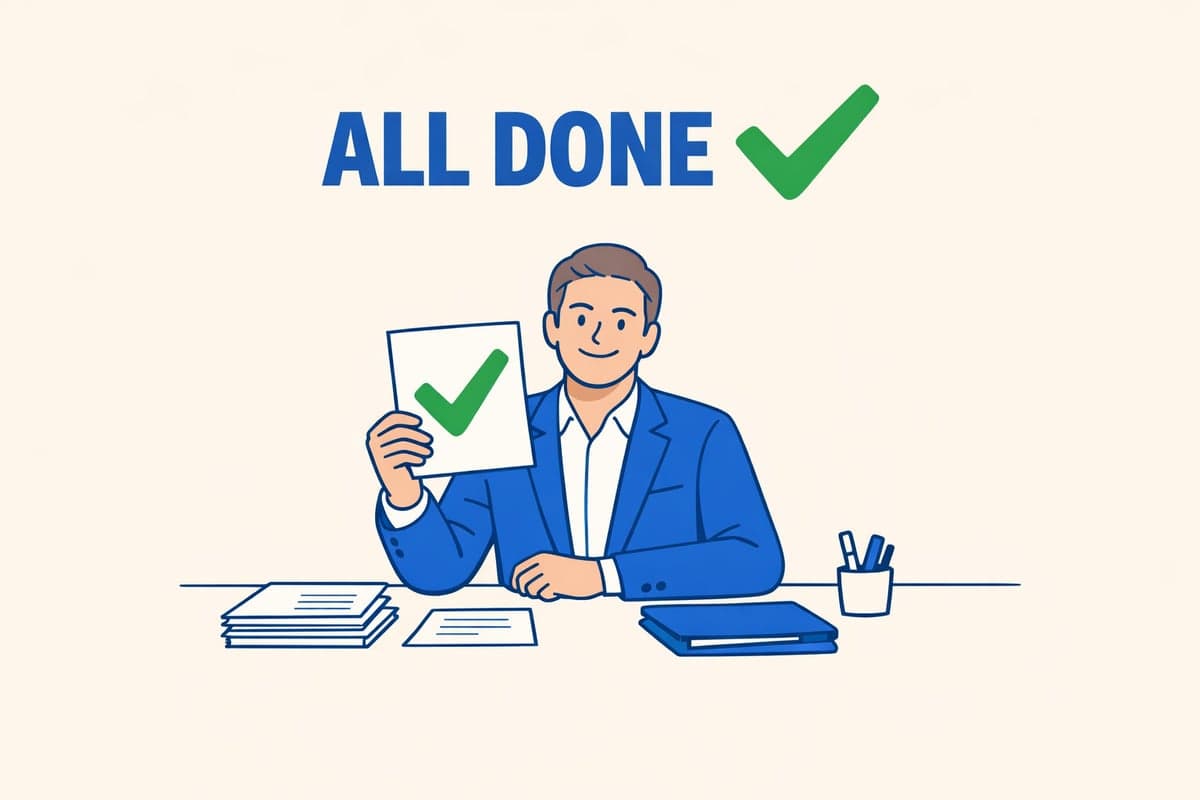 Business owner confidently completing LLC publication paperwork