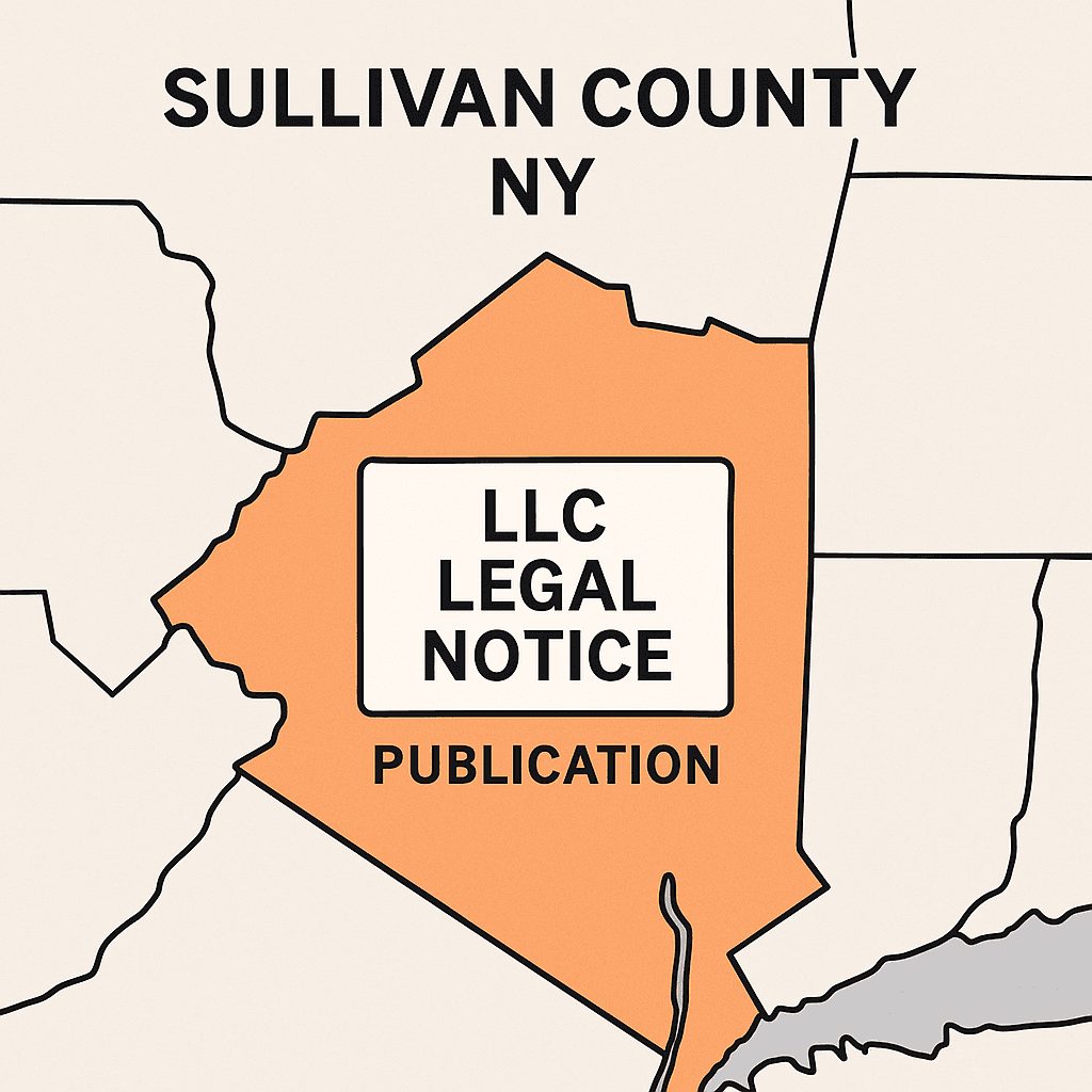 Example of Sullivan County LLC legal notice publication showing required elements for Section 206 compliance
