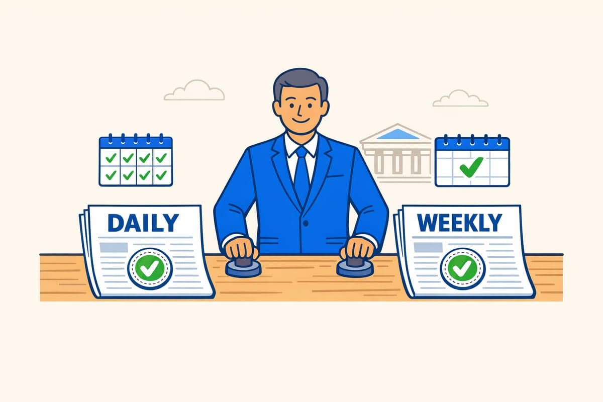 Daily vs weekly newspaper designations in NY LLC publication — clerk classification, not publishing schedule