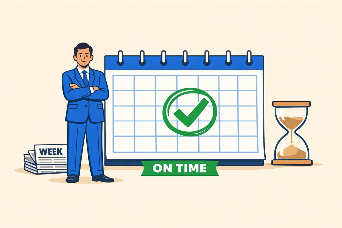 Calendar showing the 120-day publication deadline met on time