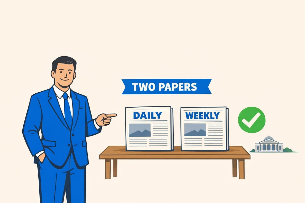 Two newspapers one daily and one weekly designated by the county clerk