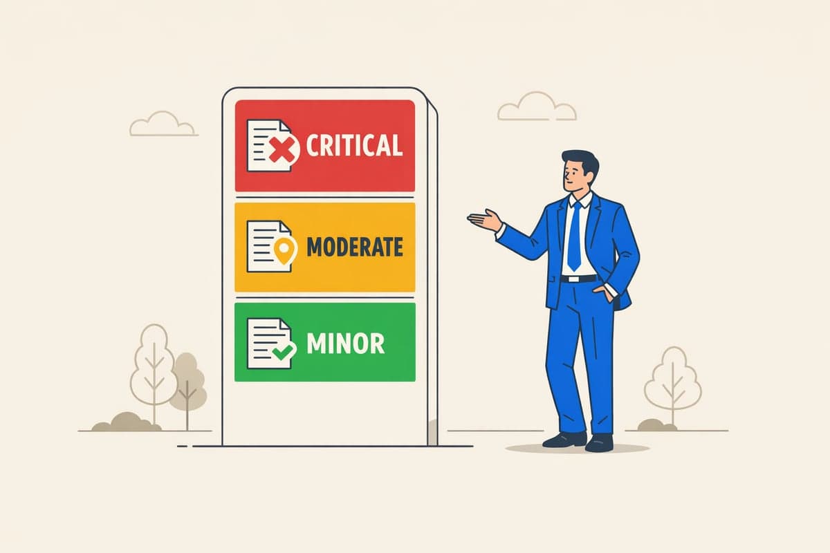 Types of newspaper errors in NY LLC publication — minor, moderate, and critical severity levels